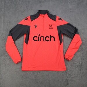 Macron Crystal Palace FC Training Top Mens Small Red Grey 1/4 Zip Soccer Jersey